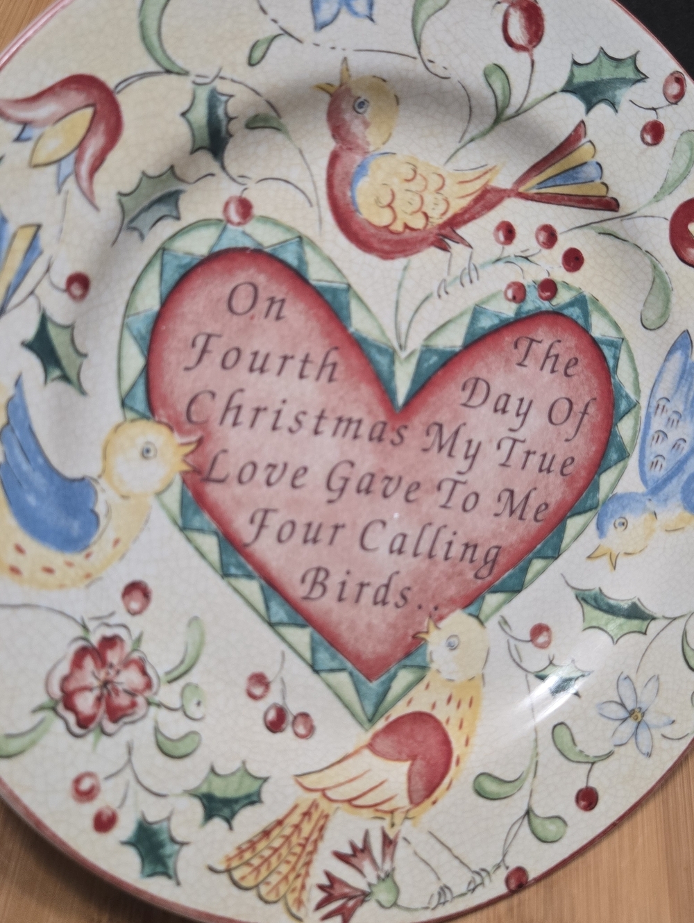 4th Day 4 Four Calling Birds 12 Days of Christmas plate 222 Fifth